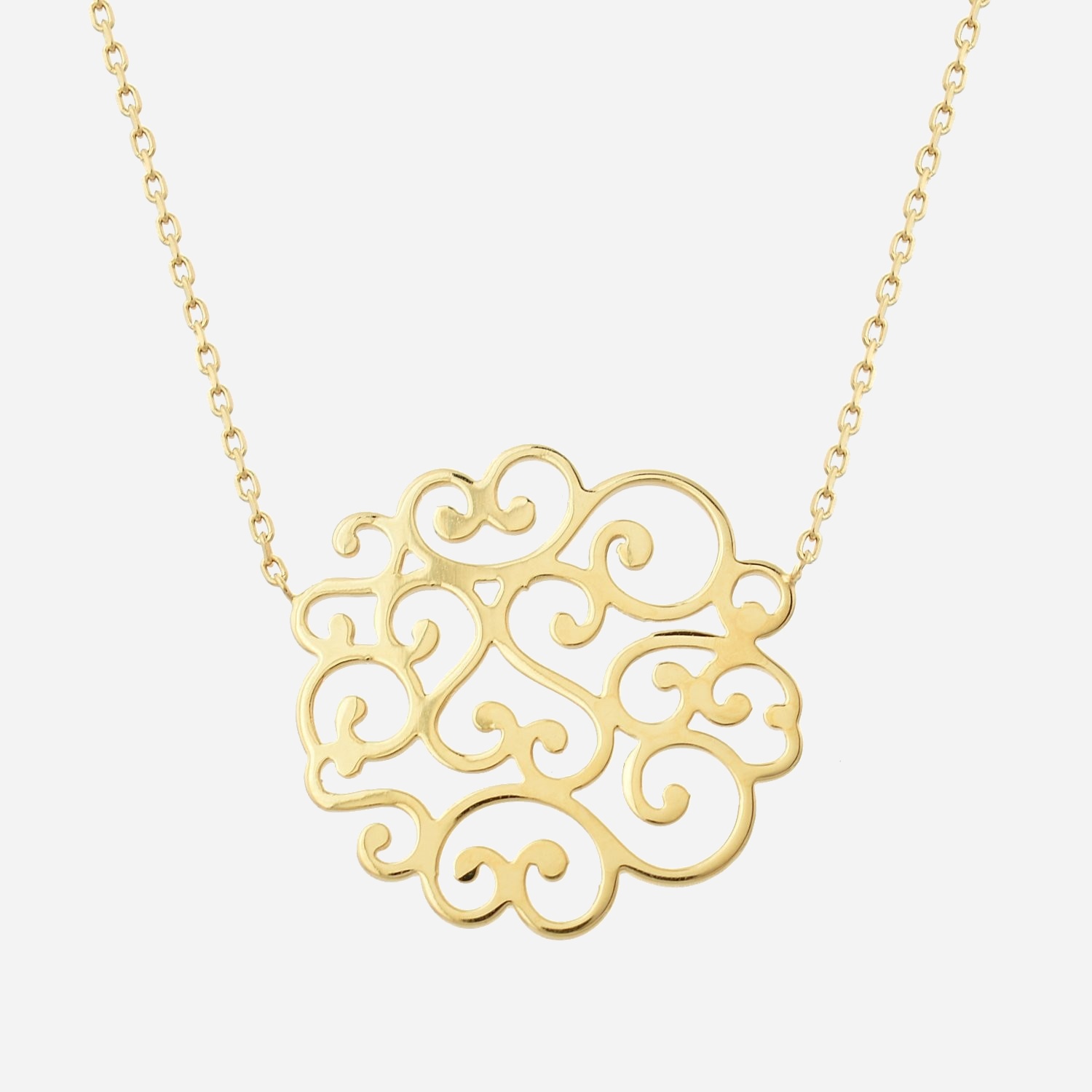 Collier arabesque de coeurs plaqué or 3 microns dentelle