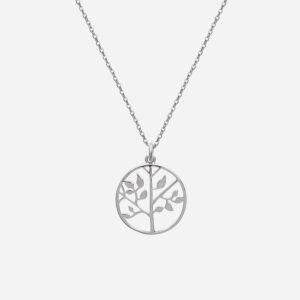 Collier arbre de vie cercle argent 925 rhodié amulette mystique croissance connexion