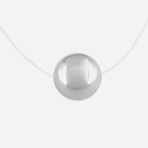 Collier boule fil de nylon transparent argent 925 rhodié minimaliste aérien flottant
