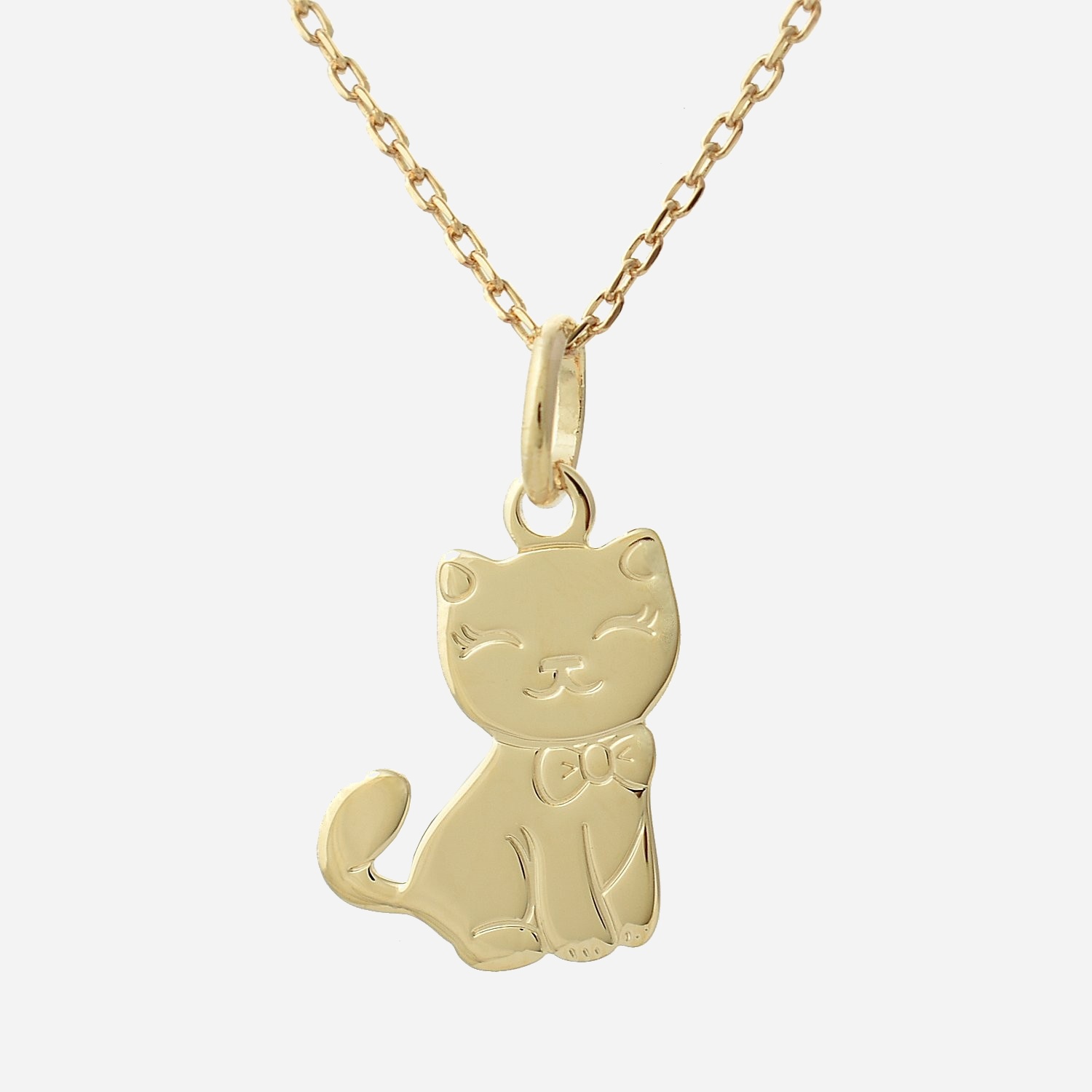 Collier chat enfant plaqué or 3 microns pendentif mignon