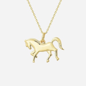 Collier cheval étalon au galop enfant plaqué or 3 microns mouvement liberté