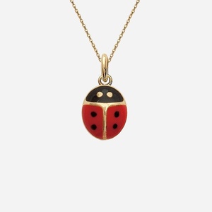 Collier coccinelle plaqué or 3 microns enfant émail rouge noir