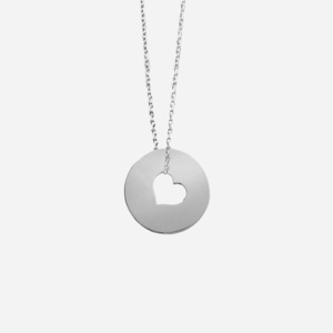 Collier Cœur Ajouré dans un Cercle Argent 925 Rhodié Symbole Amour Éternité