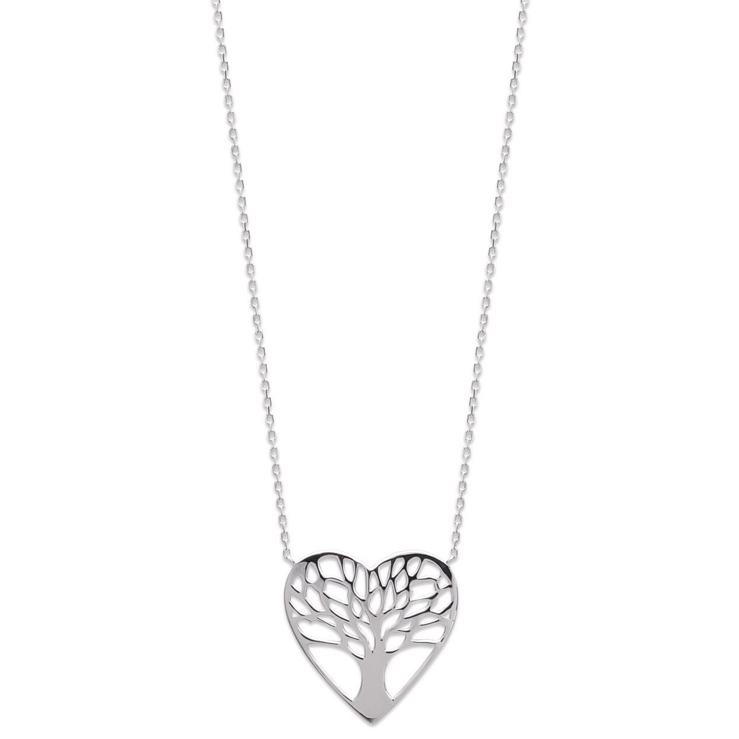 Collier coeur arbre de vie Argent 925 Rhodié