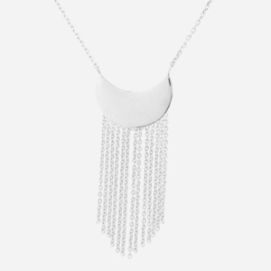 Collier croissant lune chaînettes argent 925 rhodié céleste
