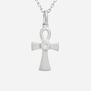 Collier croix égyptienne Ankh argent 925 oxyde zirconium croix de vie éternité