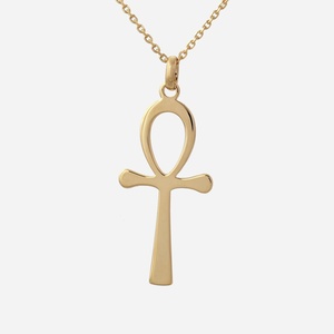 Collier croix égyptienne Ankh vie plaqué or 750 3 microns