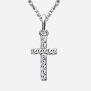 Collier croix argent 925 rhodié oxyde zirconium - Vue principale foi protection spiritualité