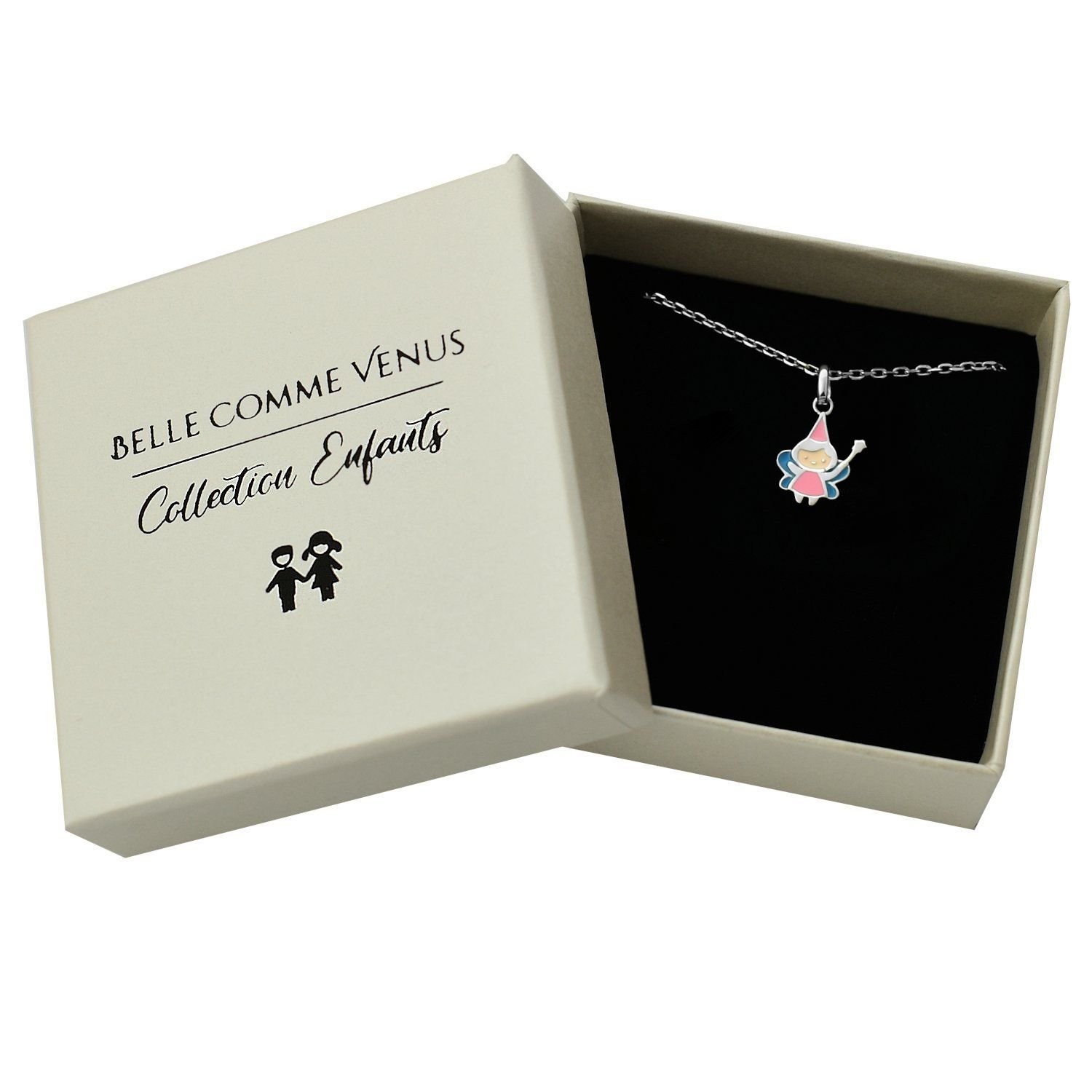 Collier fée émail coloré argent rhodié enfant dans écrin