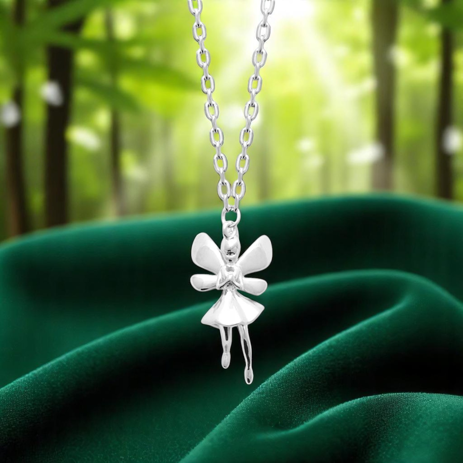 Collier fée enfant argent 925 rhodié lifestyle magie élégance 2