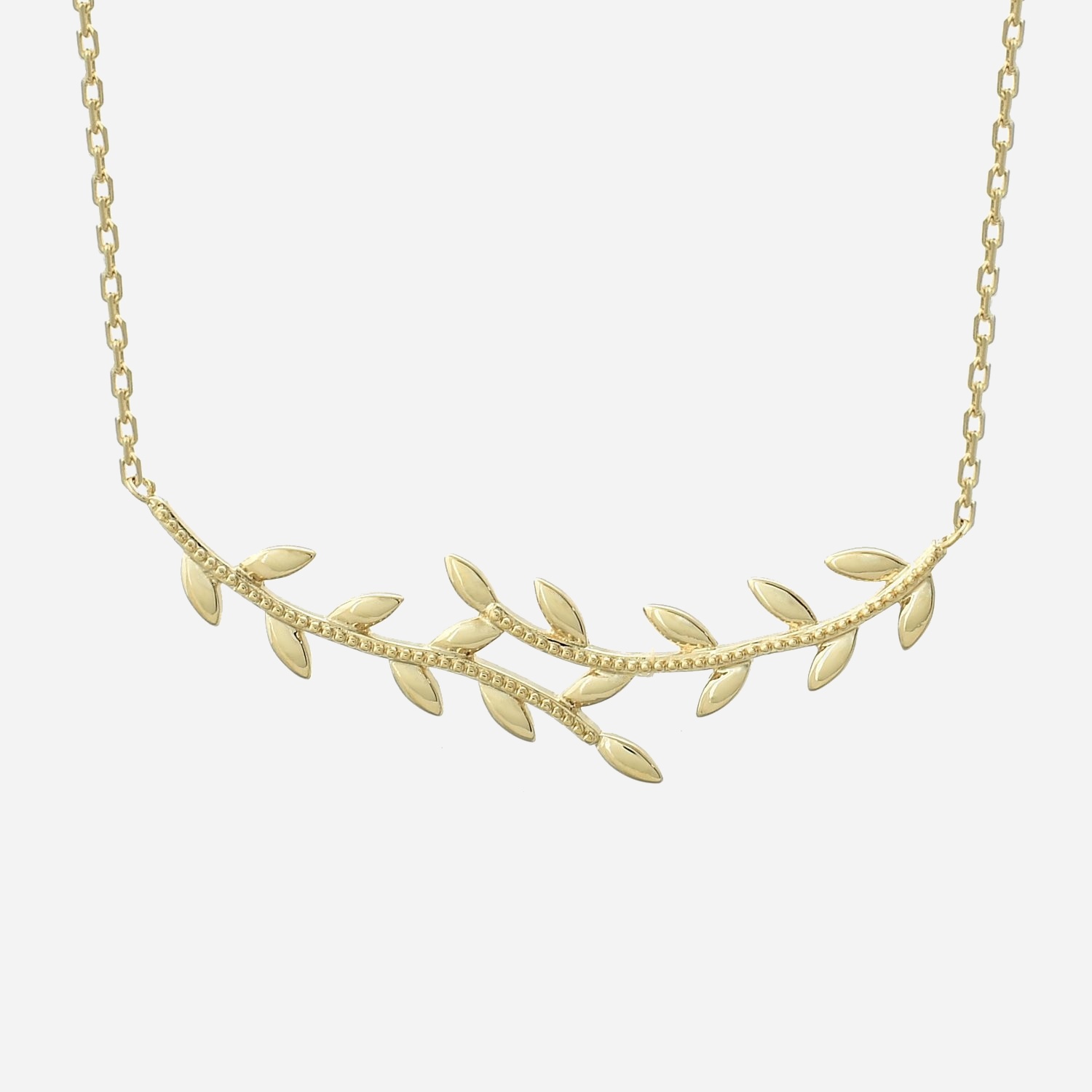 Collier feuille laurier plaqué or 3 microns