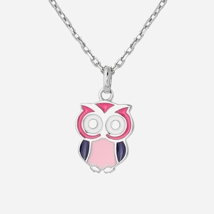 Collier hibou argent enfant émail coloré