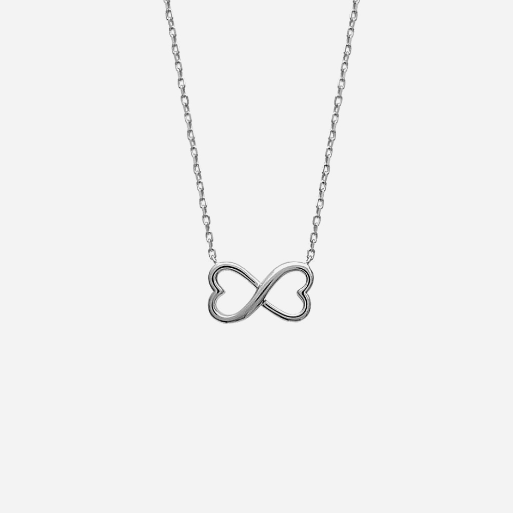 Collier infini coeur d'amour argent 925 rhodié symbole éternel