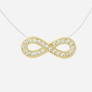 Collier infini plaqué or 750 oxyde zirconium fil nylon transparent - Vue principale éternité légèreté