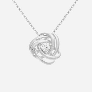 Collier nœud argent 925 oxyde zirconium rhodié femme