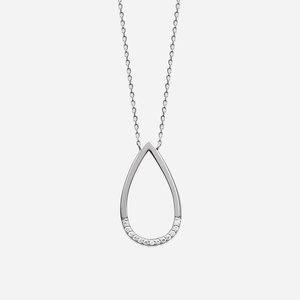 Collier ovale goutte oxyde zirconium argent 925 rhodié élégance scintillante