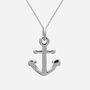 Collier petite ancre marine argent 925 rhodié pendentif
