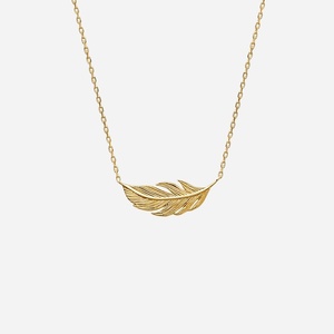 Collier plume plaqué or 3 microns pendentif femme
