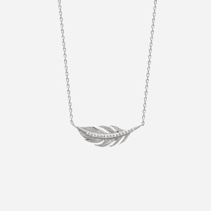Collier plume argent 925 oxyde zirconium rhodié femme