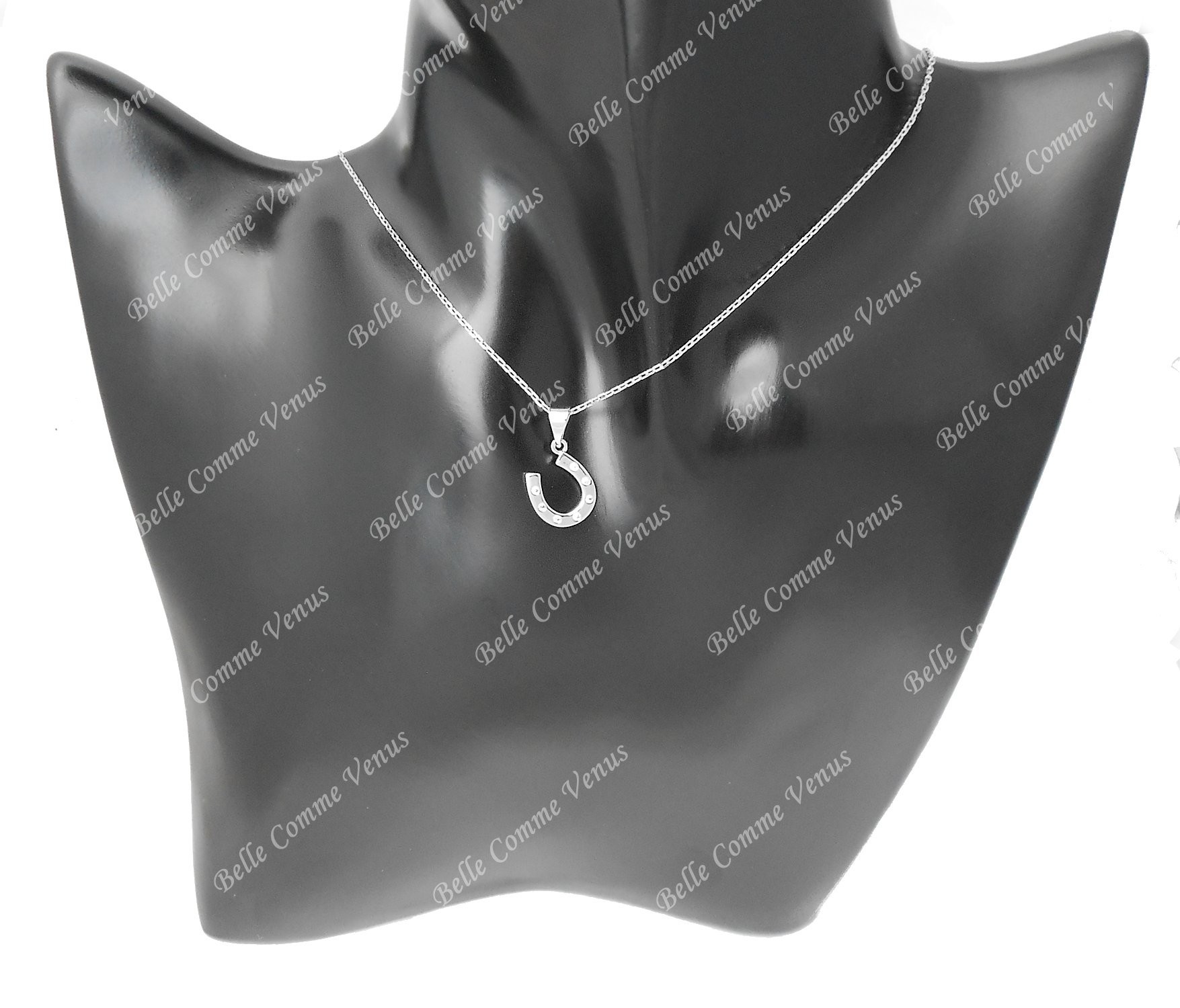 Collier porte-bonheur fer à cheval oxyde de zirconium Argent 925 Rhodié