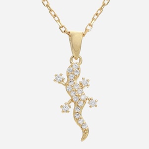 Collier salamandre lézard plaqué or 750 oxyde zirconium - Vue principale transformation renaissance mystique