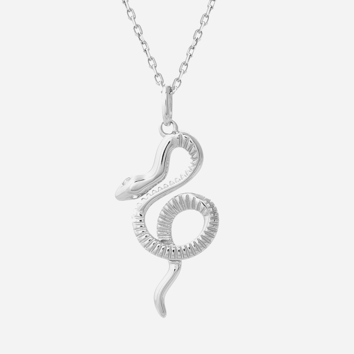 Collier serpent argent zirconium yeux