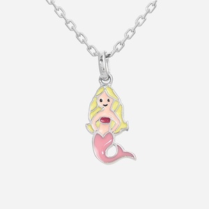 Collier sirène argent 925 enfant émail coloré rhodié