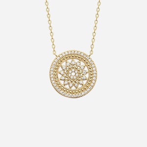Collier soleil cercle oxyde zirconium plaqué or 750 3 microns