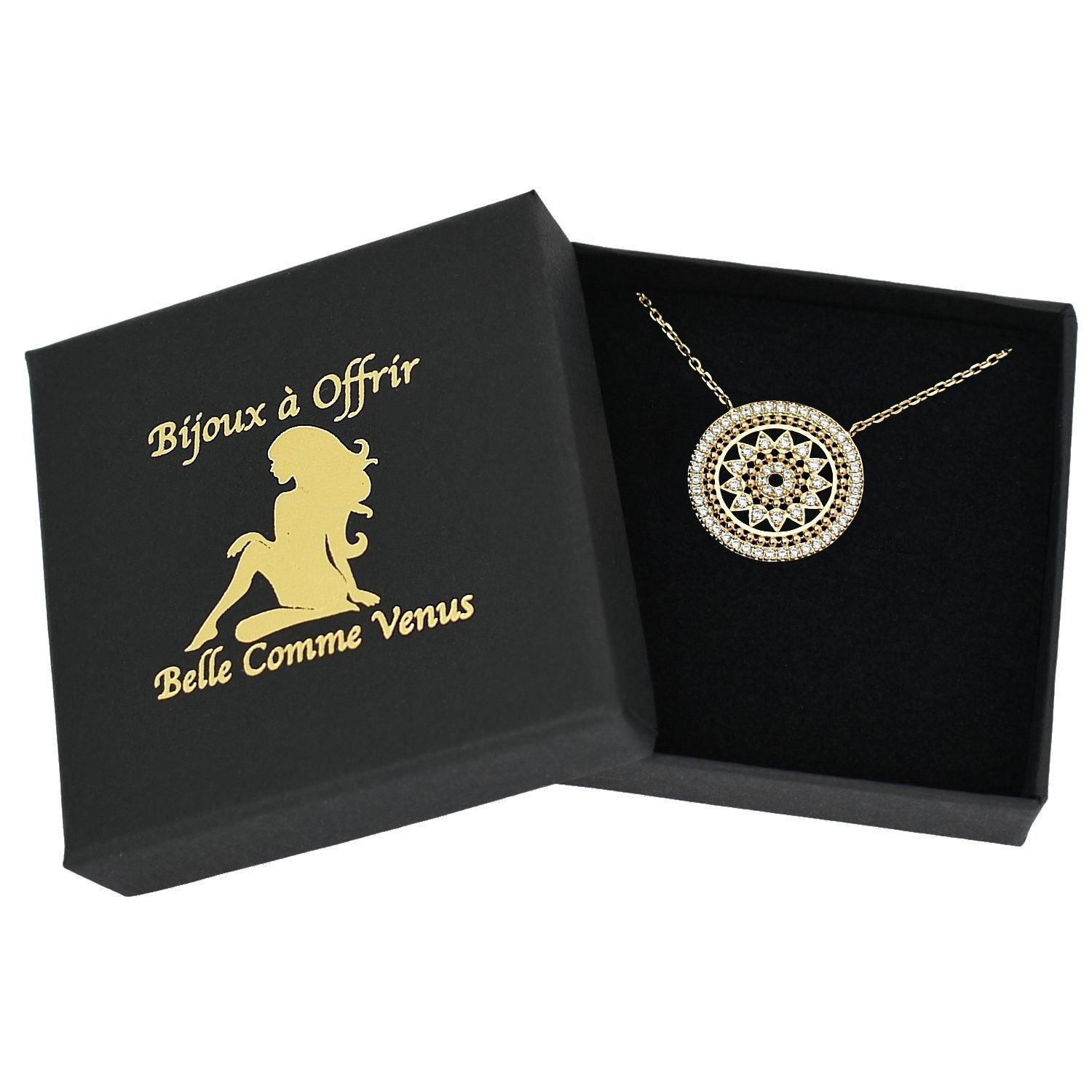Collier soleil cercle or 750 écrin Belle Comme Venus