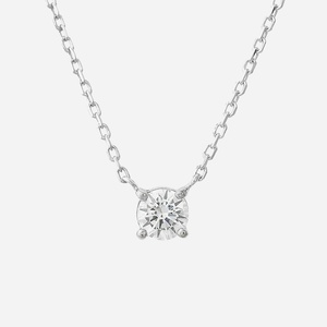 Collier solitaire argent 925 oxyde zirconium rhodié femme