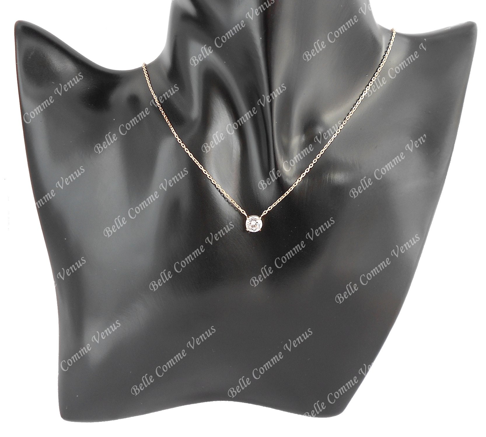 Collier solitaire oxyde de zirconium Plaqué OR 750 3 microns