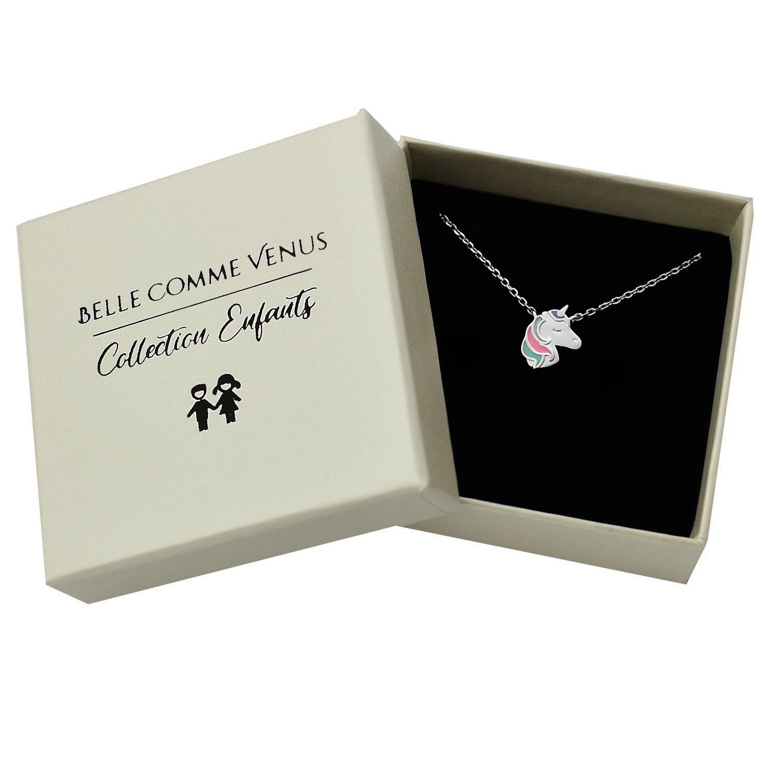 Collier tête licorne argent 925 enfant dans écrin