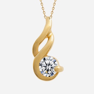 Collier torsade plaqué or 3 microns oxyde zirconium femme