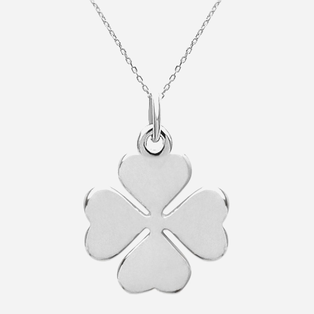 Collier trèfle 4 feuilles cœurs argent 925 porte-bonheur rhodié