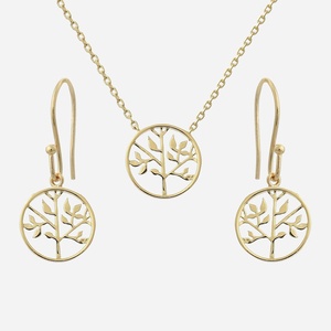 Parure arbre de vie dans un cercle Plaqué OR 750 3 microns