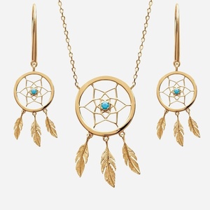 Parure attrape rêves plaqué or turquoise