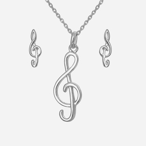 Parure clé de sol note de musique Argent 925 Rhodié