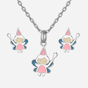 Parure fée émail coloré enfant argent 925 rhodié ensemble féerique magique