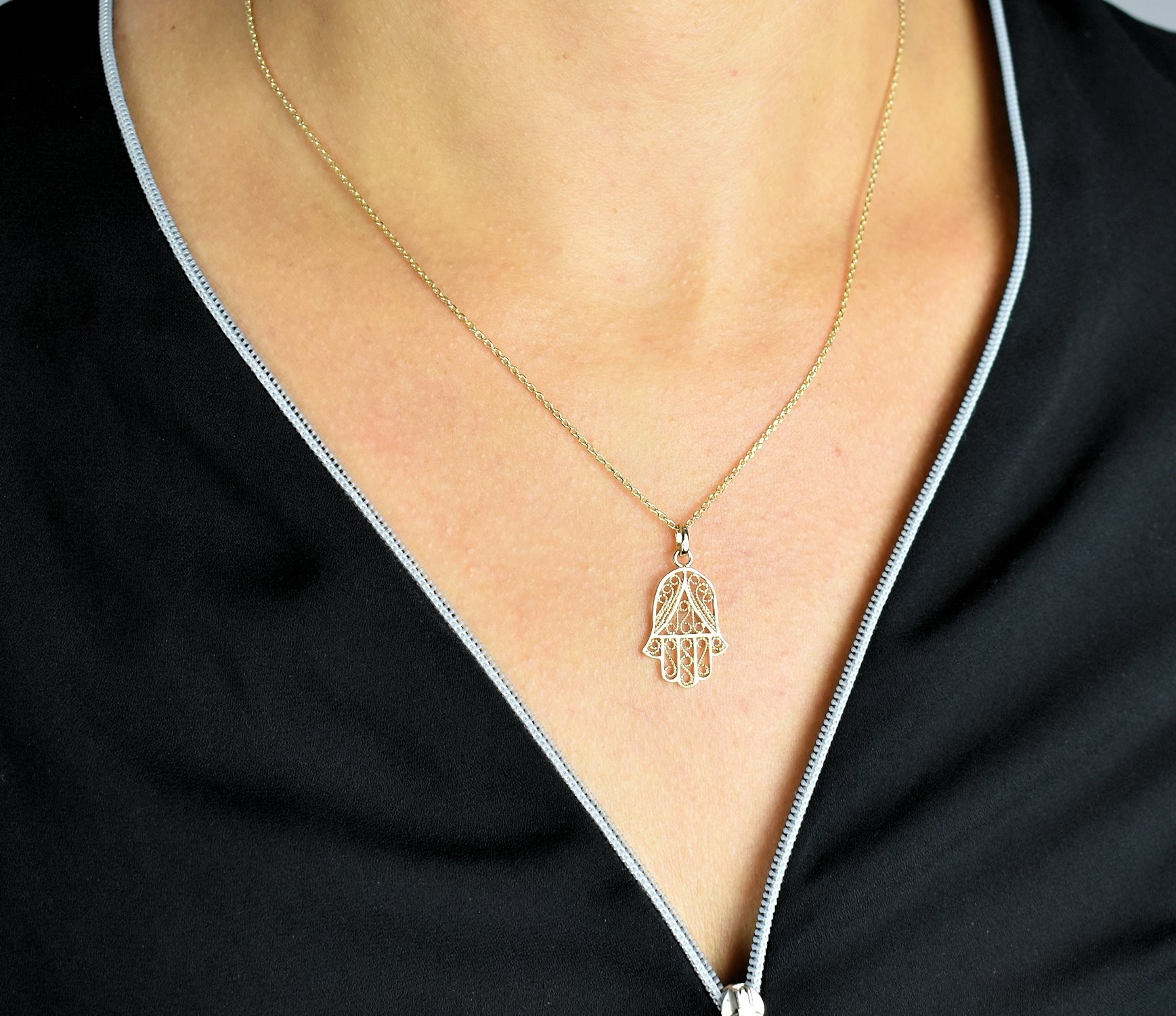 Parure Main de Fatma ciselée Plaqué OR 750 3 Microns