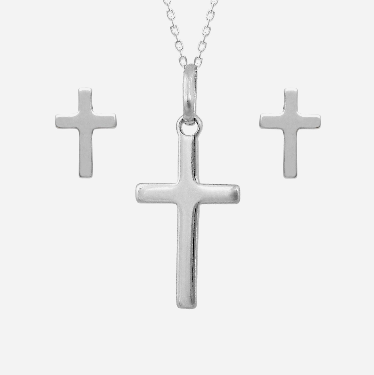 Parure pendentif croix enfant argent 925 rhodié ensemble spirituel protecteur