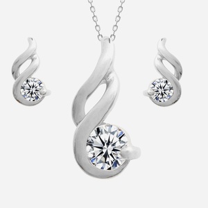 Parure torsade argent zirconium