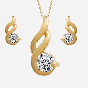 Parure torsade plaqué or zirconium