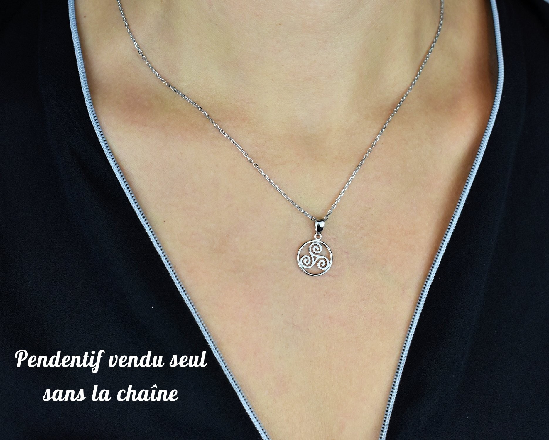 Pendentif triskel dans un cercle Argent 925 Rhodié