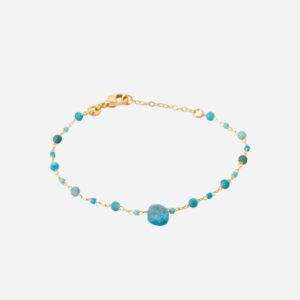 Bracelet plaqué or 750 3 microns avec apatite goutte et perles