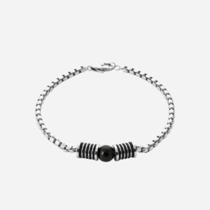 bracelet acier perle agate naturelle