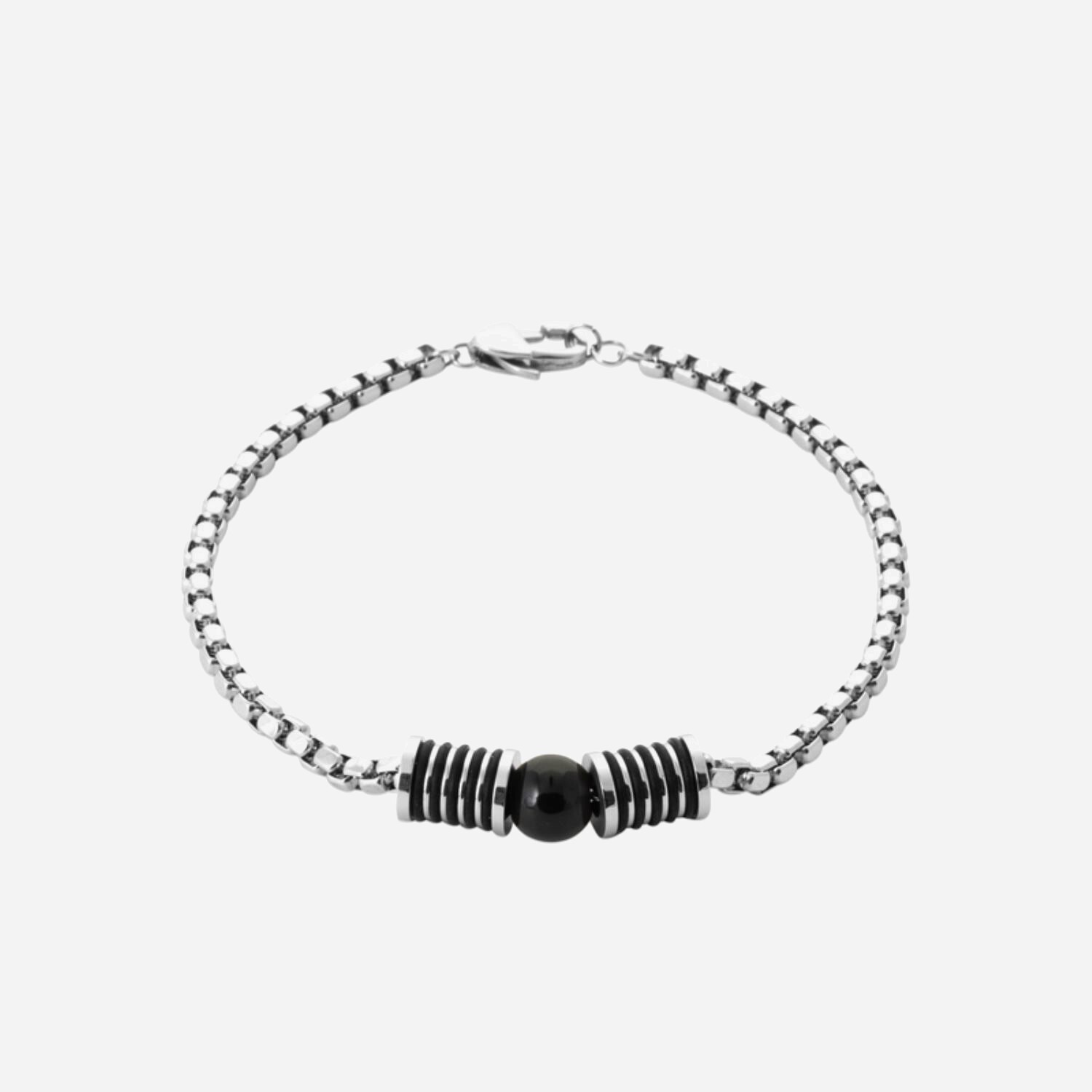 bracelet acier perle agate naturelle