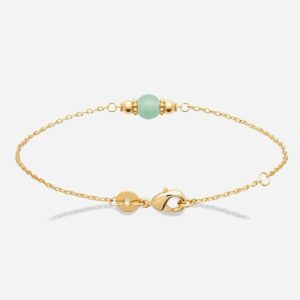 Bracelet perle naturelle d'aventurine verte plaqué or 3 microns minérale apaisante