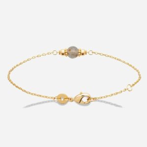 Bracelet plaqué or 750 3 microns avec perles labradorite naturelle