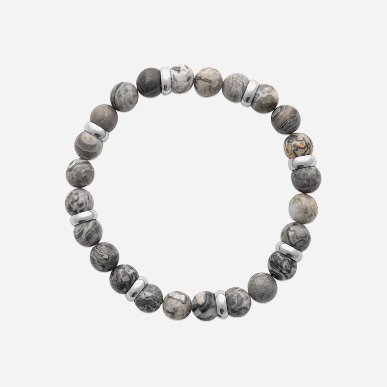 Bracelet acier avec perles agate naturelle