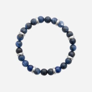 Bracelet Acier Jaspe Bleu Naturel : L'Élégance Azur Minérale